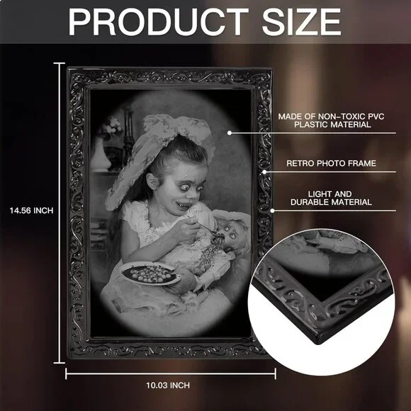 Halloween Decoration Scary Indoor Wall Decor, 3Pack 3D Changing Face Moving Pict - Picture 5 of 7